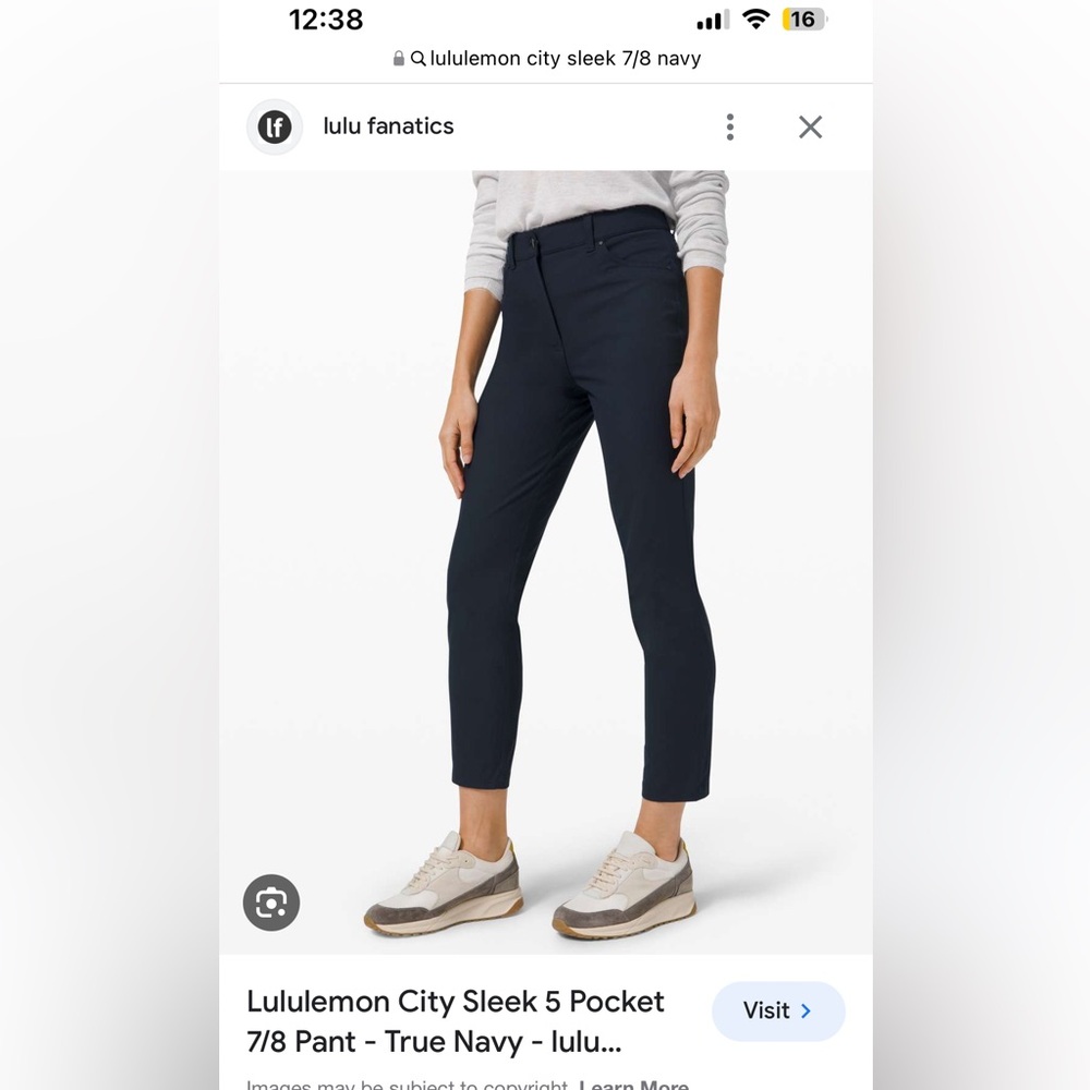 Lululemon City Sleek Pant 7/8 Size 6 Navy